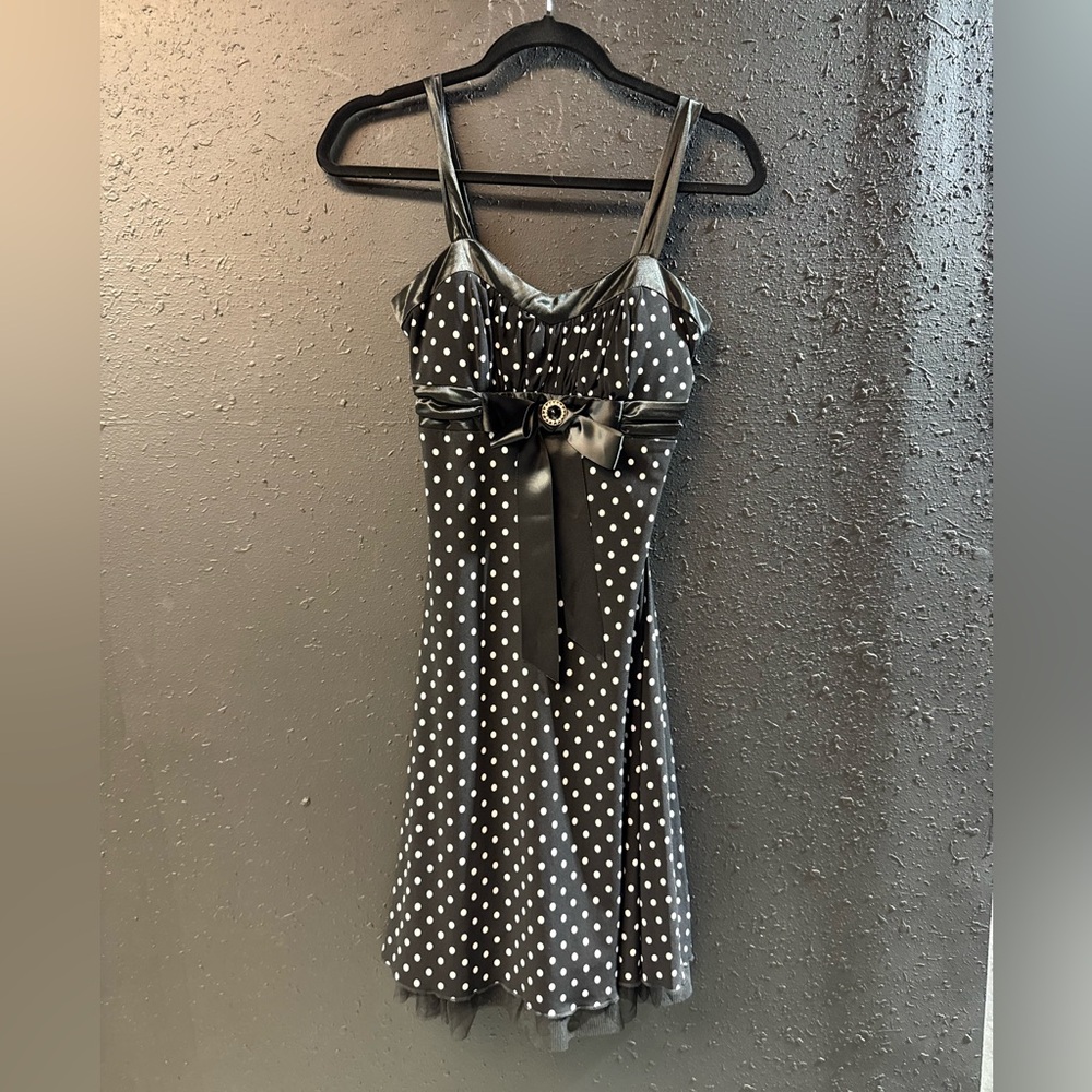 Sequin Hearts Women Black and White Polka Dot Dress